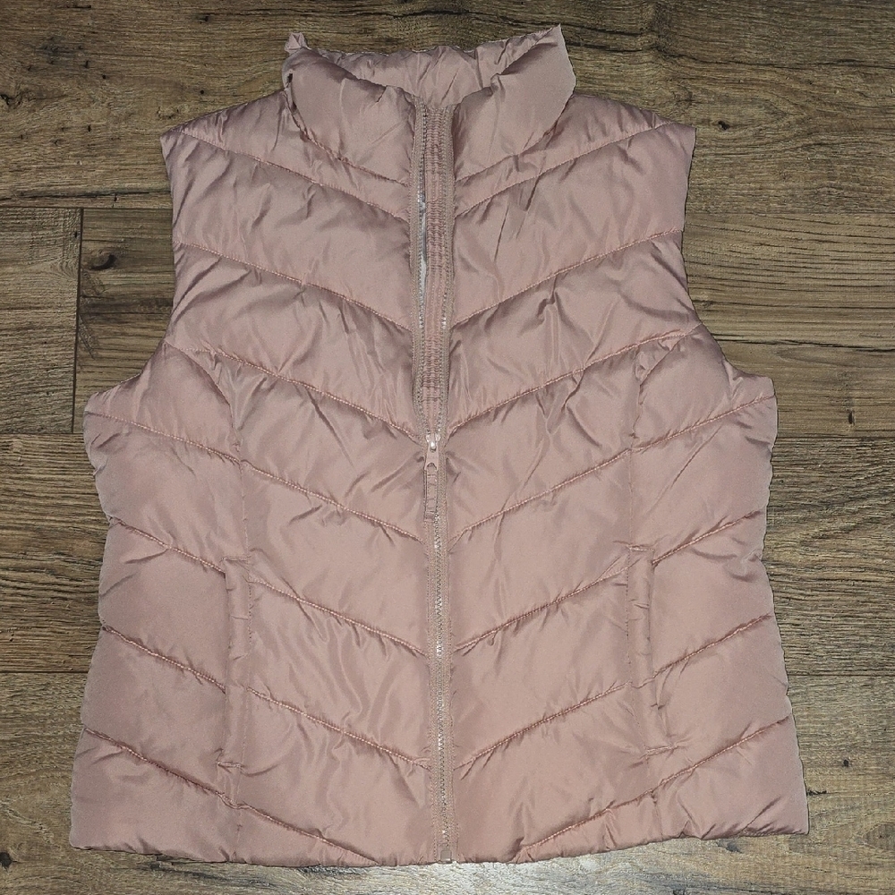 Pink Quilted Chevron Puffer Vest NWOT